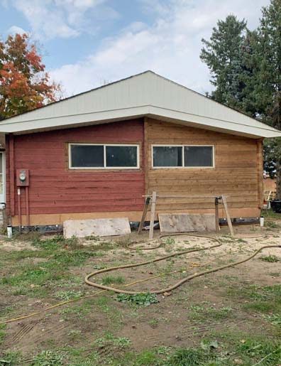 Ecoblast Restoration blasting wood cabin