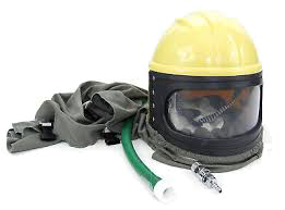 Sand blasting safety helmet - Ecoblast Restoration York and Durham Region Ontario