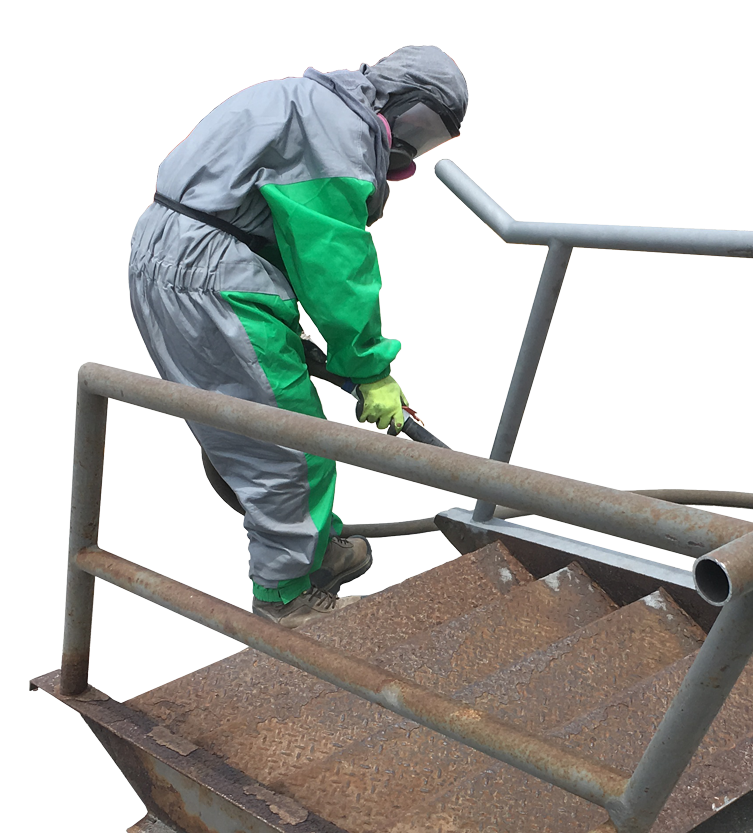 Murray sand blasting steel stairs