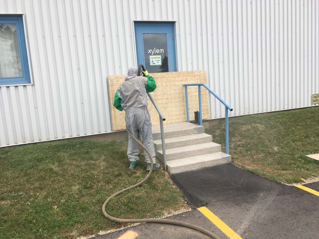 Sand and soda blasting