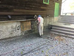 Sand and soda blasting
